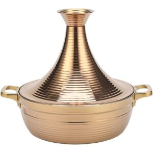 topjia moroccan tagine cooking pot,stainless steel non stick moroccan casserole with 2 handles,large moroccan cooker handmade tagine pot with cone-shaped lid(27cm, rose gold), 1776982