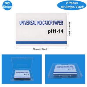 2 Pack pH Test Strips Universal pH 1-14 Test Paper Litmus Test Paper 160 Strips for Saliva Urine Water Soil and Chemistry Experiments (2 Pack with Storage Case)