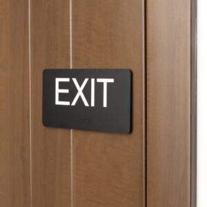 Exit Sign - ADA Compliant Exit Signs With Braille and Raised Letters for Business, Emergency Exit Sign for Office Restroom Indoor Outdoor,Easy Installation-Horizontal (2.8 * 5.8 In)