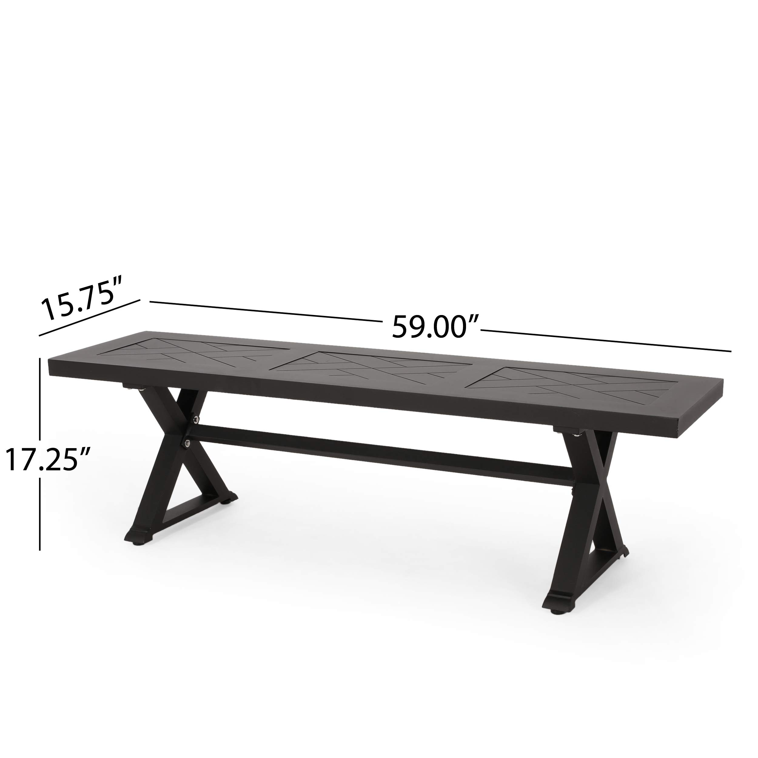 GDFStudio Great Deal Furniture Outdoor Aluminum Bench, Antique Black