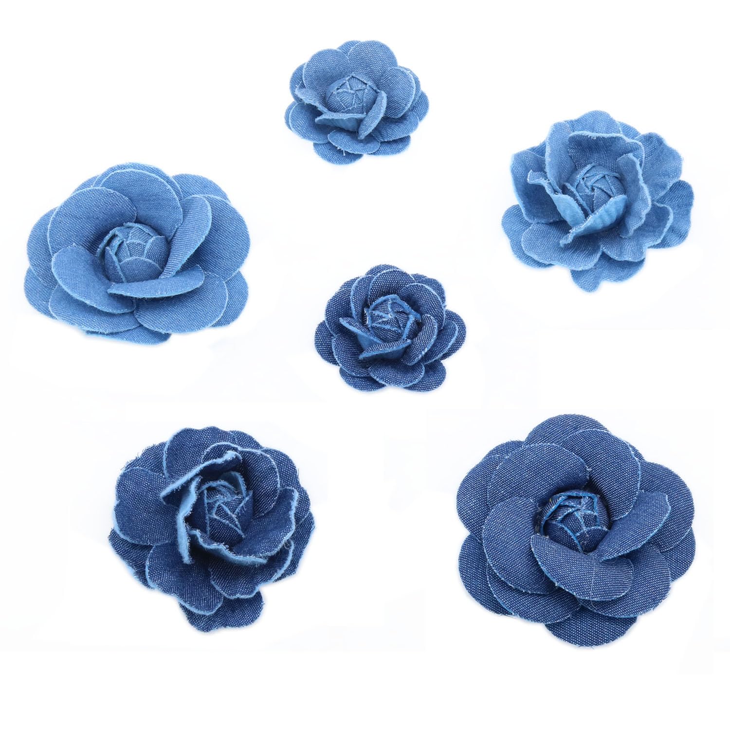 Meuey Lyot Denim Fabric Flowers Three Sizes Denim Craft Fabric Flowers Fabric Flowers Decoration DIY Crafts Supplies Scrapbooking 6PCS