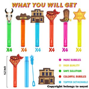 uoyoi Western Cowboy Party Favors,24Pcs Cute Cowboy Bubble Wand for Western Birthday Party Supplies,Classroom Prizes Pinata Goodie Bag Stuffers Gifts