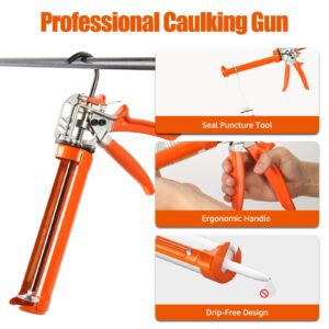 Holothurian Caulking Gun, Caulk Gun No Drip,Sealant Finishing Tool Grout Scraper for Kitchen Bathroom Window Sink Joint, 1/10 Gallon Cartridge, 20:1 Thrust Ratio