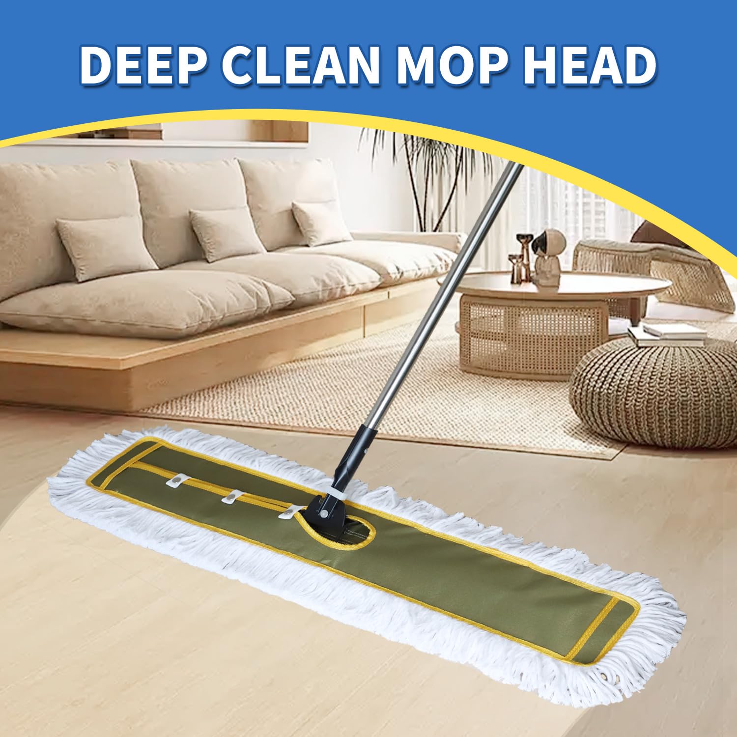 36" Microfiber Mop Pads ，3 Types of Commercial Dust Mop Head Replacement Use for Multi-Surface Floors