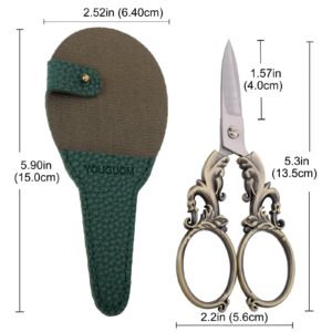 YOUGUOM Sewing Craft Scissors, Multipurpose Sharp Scissors with Sheath for Art Home School Paper Thread Cutting Scissor, 5.3in Bronze Big Handles