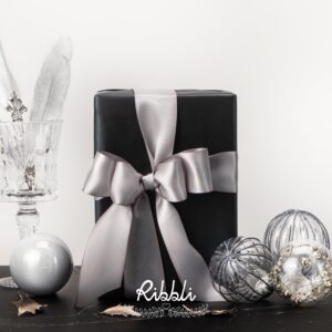 Ribbli Black Metallic Wrapping Paper Matte Black Solid Color Paper Perfect for Birthday Christmas Baby Shower Wedding Valentine's Day- 17Inch x 394Inch(33Feet)