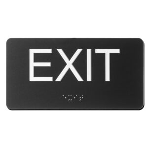 exit sign - ada compliant exit signs with braille and raised letters for business, emergency exit sign for office restroom indoor outdoor,easy installation-horizontal (2.8 * 5.8 in)