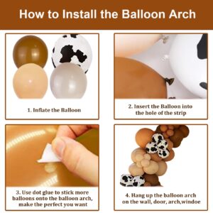 158Pcs Cow Balloons Arch Kit with Brown Cow Print Balloon for CowBoy CowGirl Party Themed Baby Shower Farm Birthday Decorations Rodeo Western Balloon Arch