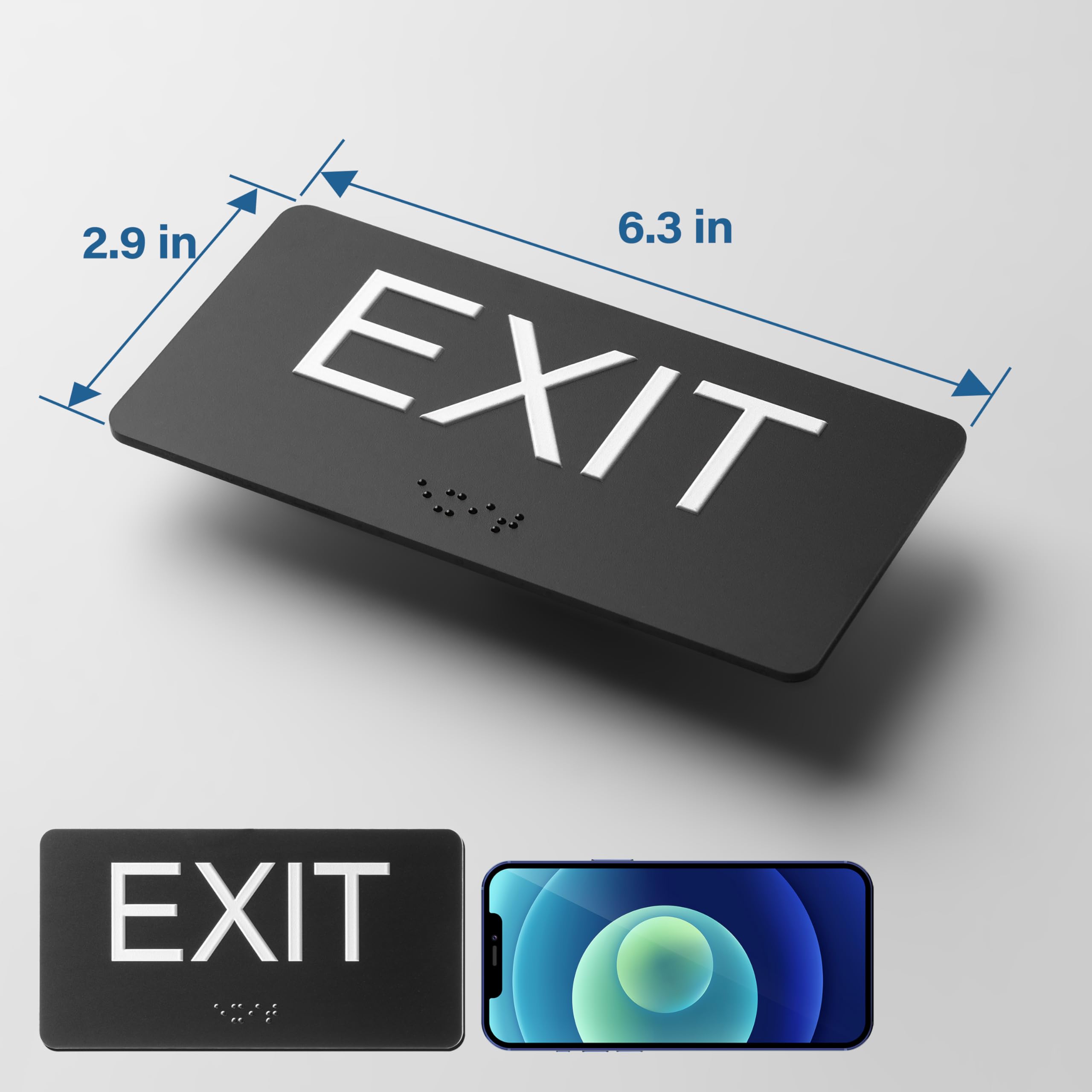 Exit Sign - ADA Compliant Exit Signs With Braille and Raised Letters for Business, Emergency Exit Sign for Office Restroom Indoor Outdoor,Easy Installation-Horizontal (2.8 * 5.8 In)