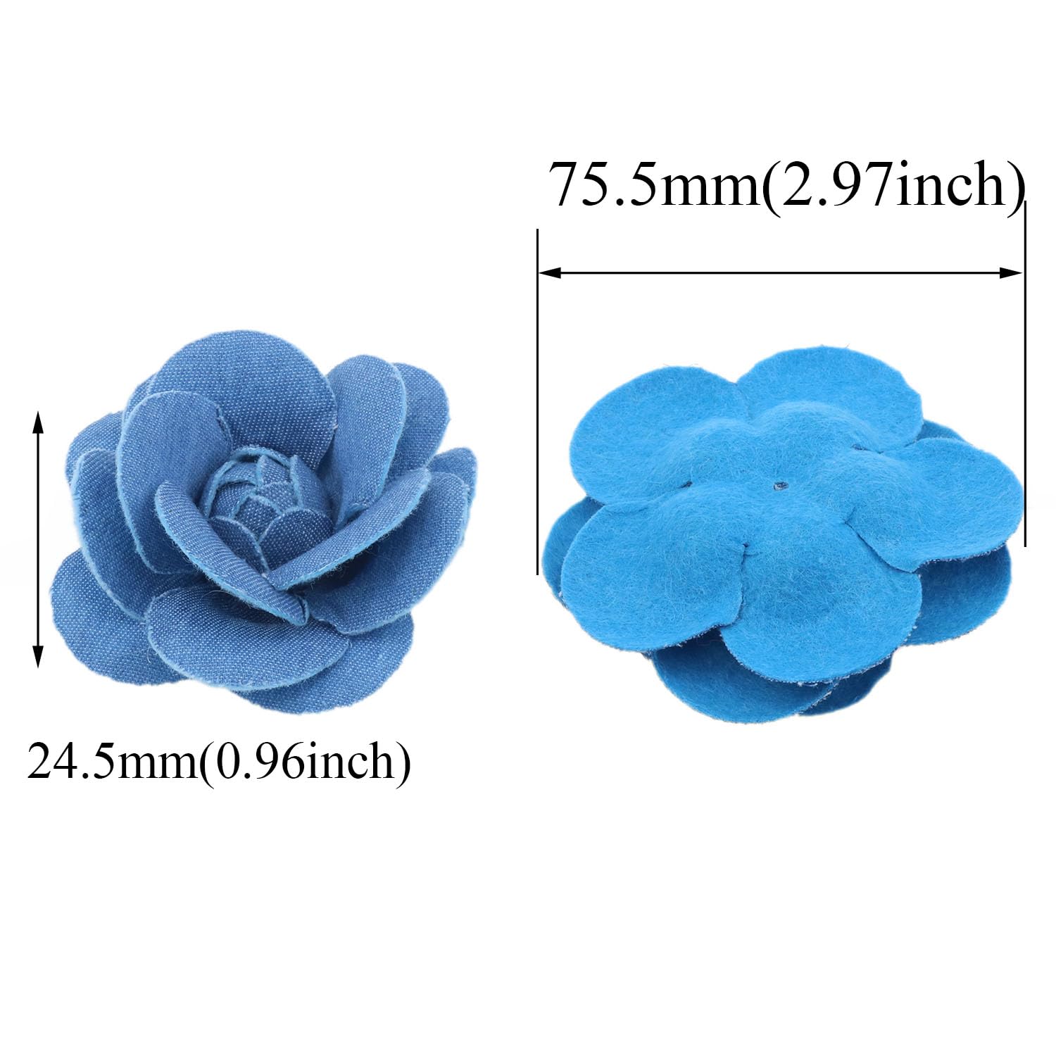 Meuey Lyot Denim Fabric Flowers Three Sizes Denim Craft Fabric Flowers Fabric Flowers Decoration DIY Crafts Supplies Scrapbooking 6PCS