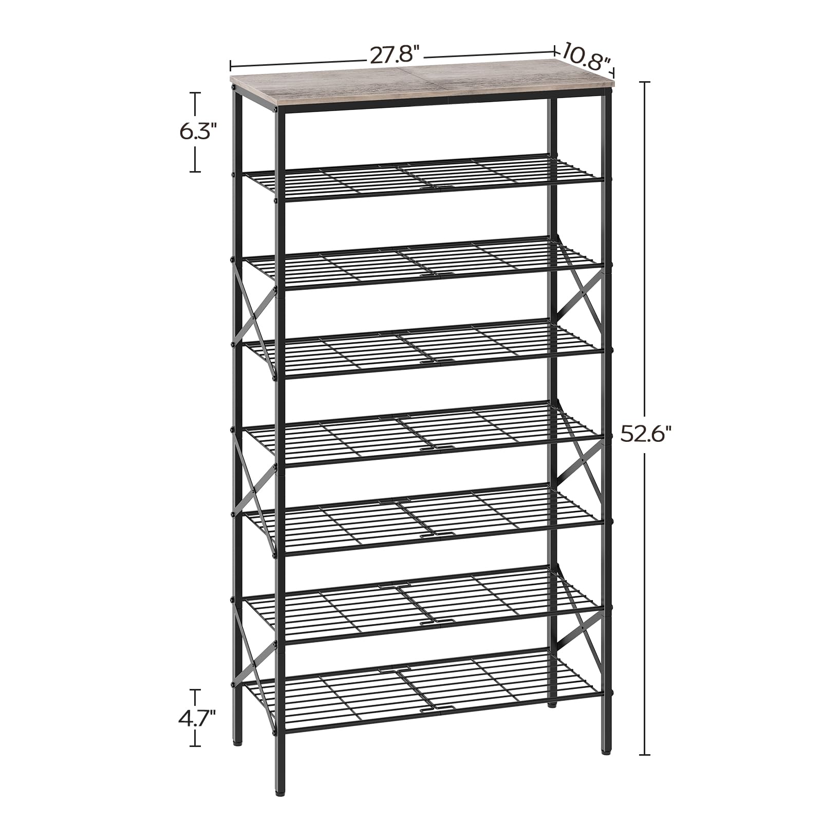 YATINEY 8 Tier Shoe Rack, Shoe Storage Organizer, Large Capacity Shoe Shelf Holds 32 Pairs of Shoes, Durable and Stable, for Entryway, Hallway, Closet, Dorm Room, Greige and Black SS08BG