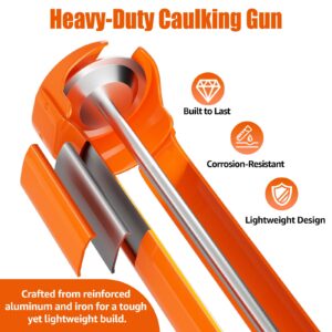 Holothurian Caulking Gun, Caulk Gun No Drip,Sealant Finishing Tool Grout Scraper for Kitchen Bathroom Window Sink Joint, 1/10 Gallon Cartridge, 20:1 Thrust Ratio