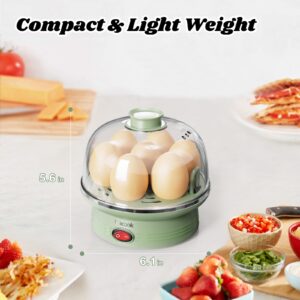 Rapid Egg Cooker, 7 Egg Capacity Electric Egg Cooker for Hard Boild Eggs, Medium, Soft, Poached, Steamed Eggs,Egg Boiler with Auto Shut Off, BPA Free, Green