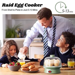 Rapid Egg Cooker, 7 Egg Capacity Electric Egg Cooker for Hard Boild Eggs, Medium, Soft, Poached, Steamed Eggs,Egg Boiler with Auto Shut Off, BPA Free, Green