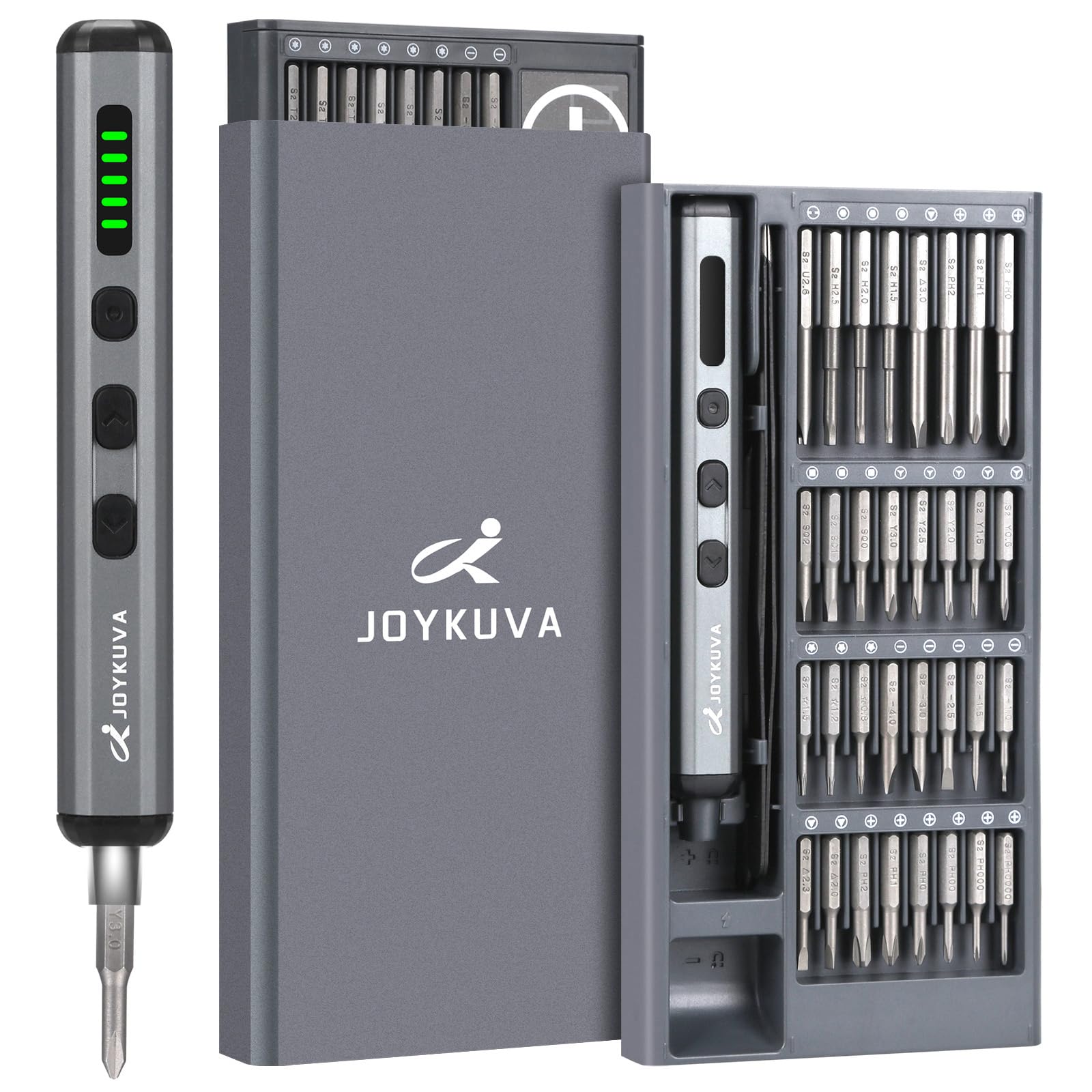 JOYKUVA Mini Electric Screwdriver Rechargeable, 70 In 1 Cordless Screwdriver Set With 64 Magnetic Bits, 5 Torque Stgs Electric Precision Screwdriver Repair Tool Kit for Watches Phones RC Toys Laptops