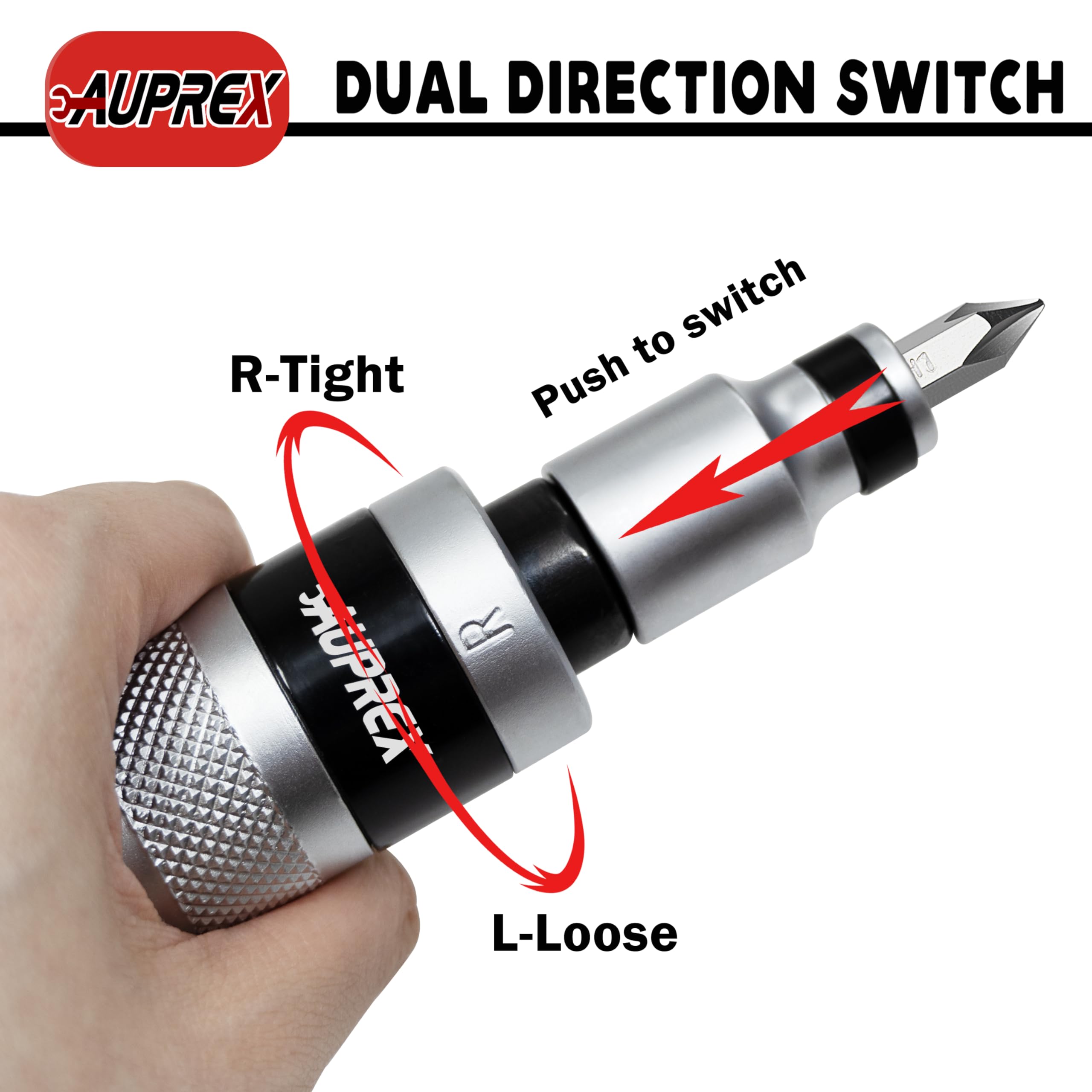 AUPREX Manual Impact Screwdriver, 1/2” Reversible Hand Impact Driver Set, Hammer Screwdriver with 12-Piece CR-V Slotted, Phillips, Hexagonal Bits Set for Removing Rusted Fasteners or Frozen Bolts