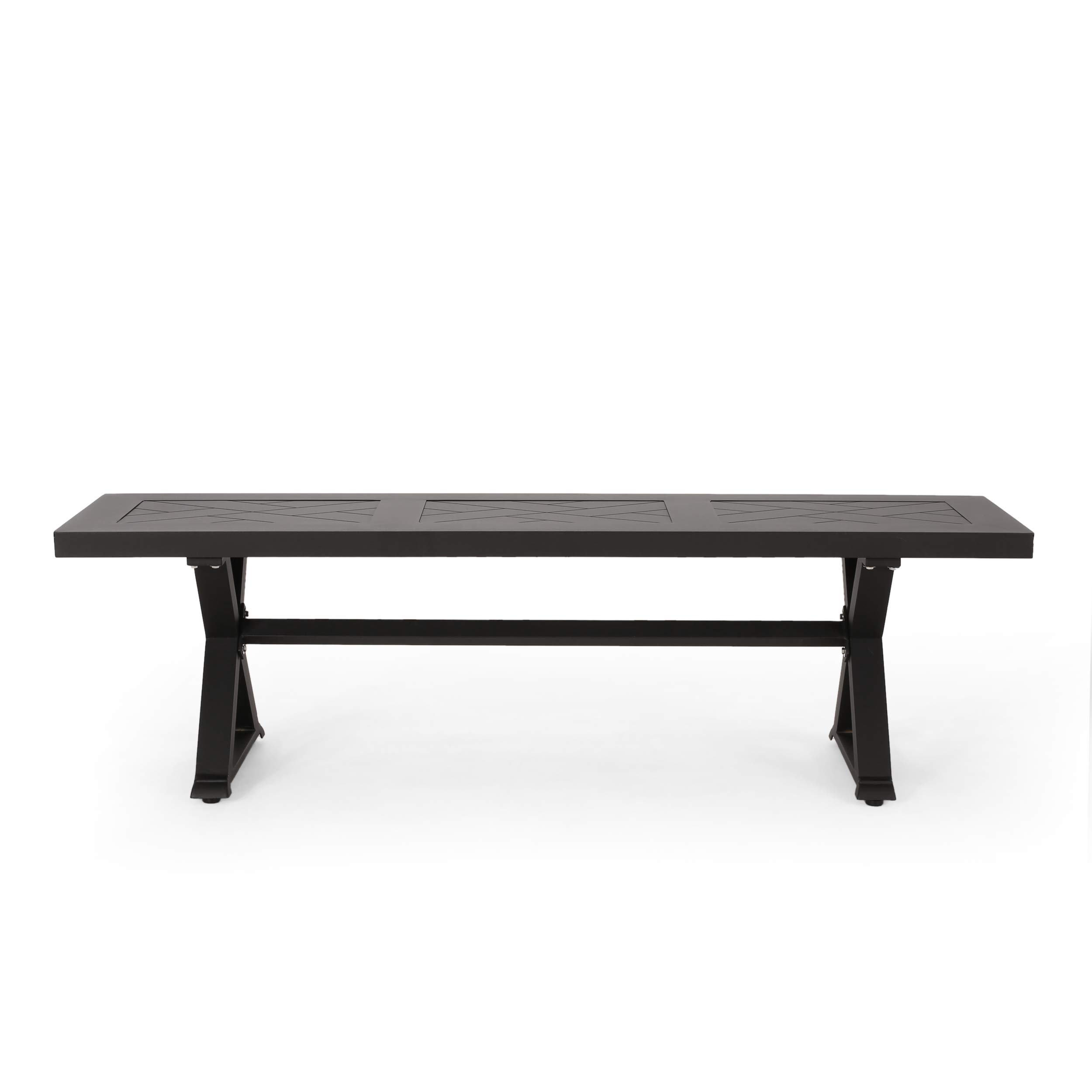 GDFStudio Great Deal Furniture Outdoor Aluminum Bench, Antique Black