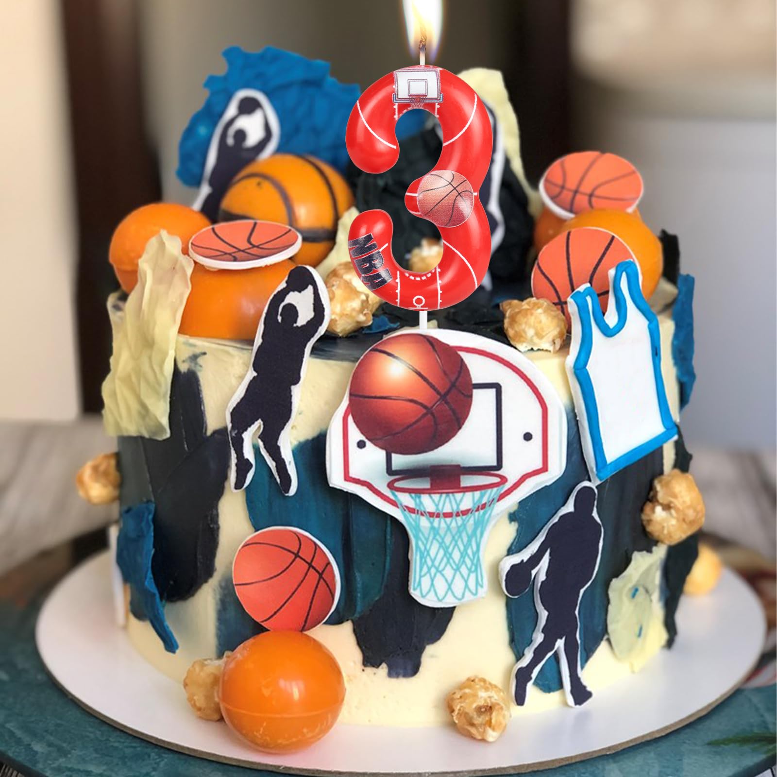 Birthday Candles Number 9 Candle, Basketball Birthday Party Decorations Boy Kids, Red Birthday Candle for Cake, Basketball Cake Topper Decorations Birthday Party Anniversary Celebration Supplies