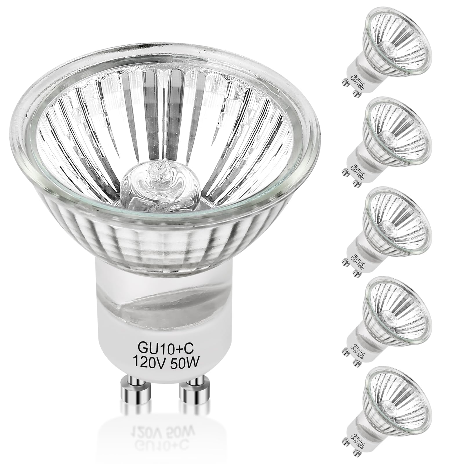 qinghemengxia GU10 Halogen Bulb 120v 50w Halogen Light Bulbs, 2800k Warm White gu10 Dimmable for Track Light Bulbs Glass Cover for Range Hood Light Bulbs Pack of 6