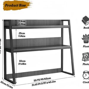 Cmzbock Computer Desktop Bookshelf,Desk Hutch,3-Tier Wood Hutch Bookcase Organizer,Easy to Install,for Home Office Dorm Furniture Wood Hutch Bookcase (Dark Oak Color, 45.2in)