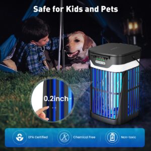 Solar Bug Zapper Outdoor, Zwiran Double Solar Powered Mosquito Zapper, Electric Fly Zapper with Camping Lantern, Waterproof Gnat Zapper, Cordless Mosquito Killer Lamp for Indoor Patio, Backyard, Home