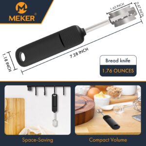 MEKER Hand Crafted Bread Lame for Dough Scoring Knife, Upgraded Silicone Handle Tool Sourdough Slashing with 10 Blades Included Removable Leather Protector Cover, Black