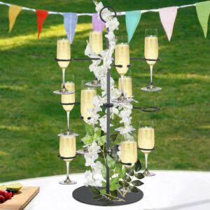 Cocktail Tree Stand for Parties Brunch,3 Tiers 12 Holders Drink tower Wine Glass Holder Stand,Champagne Tower Martinis Tree, Wine Glasses Display Margarita tower ,Drink stand for Mimosa Bar Parties Bridal Shower Weddings