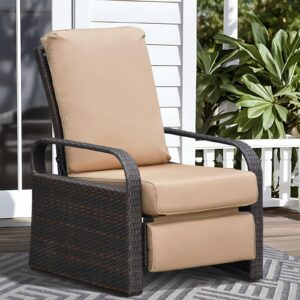 Skypatio Only Cover(Cushion not Included), Recliner Replacement Cushion Cover, Washable Cushion Deep Seat Cover, UV Resistant, Fade Resistant and Waterproof(Khaki)