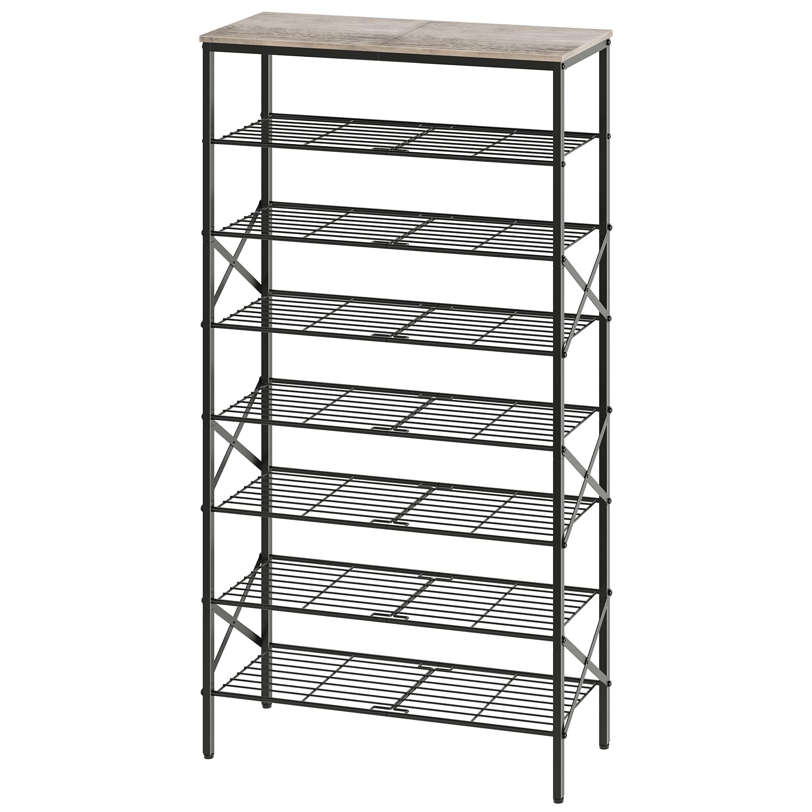 YATINEY 8 Tier Shoe Rack, Shoe Storage Organizer, Large Capacity Shoe Shelf Holds 32 Pairs of Shoes, Durable and Stable, for Entryway, Hallway, Closet, Dorm Room, Greige and Black SS08BG