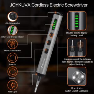 JOYKUVA Mini Electric Screwdriver Rechargeable, 70 In 1 Cordless Screwdriver Set With 64 Magnetic Bits, 5 Torque Stgs Electric Precision Screwdriver Repair Tool Kit for Watches Phones RC Toys Laptops