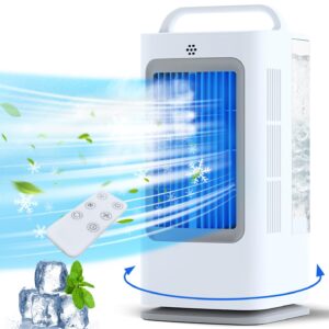 XAMATTS Portable Air Conditioners, 1700ml Evaporative Air Cooler with Remote, 120° Oscillating Mini Air Conditioner Portable with 3 Speeds & 1-7H Timer, Portable AC Unit for Bedroom Room Office Desk…