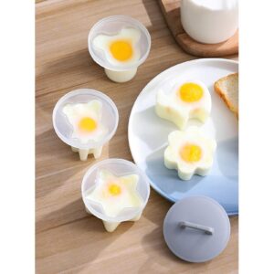 Boiled Egg Molds, 4Pcs Cartoon Cute Boil Egg Molds Sushi Rice Molds Hard Boiled Egg Shaper Cake Chocolate Molds with Oil Brush for Home Kitchen(Grey)