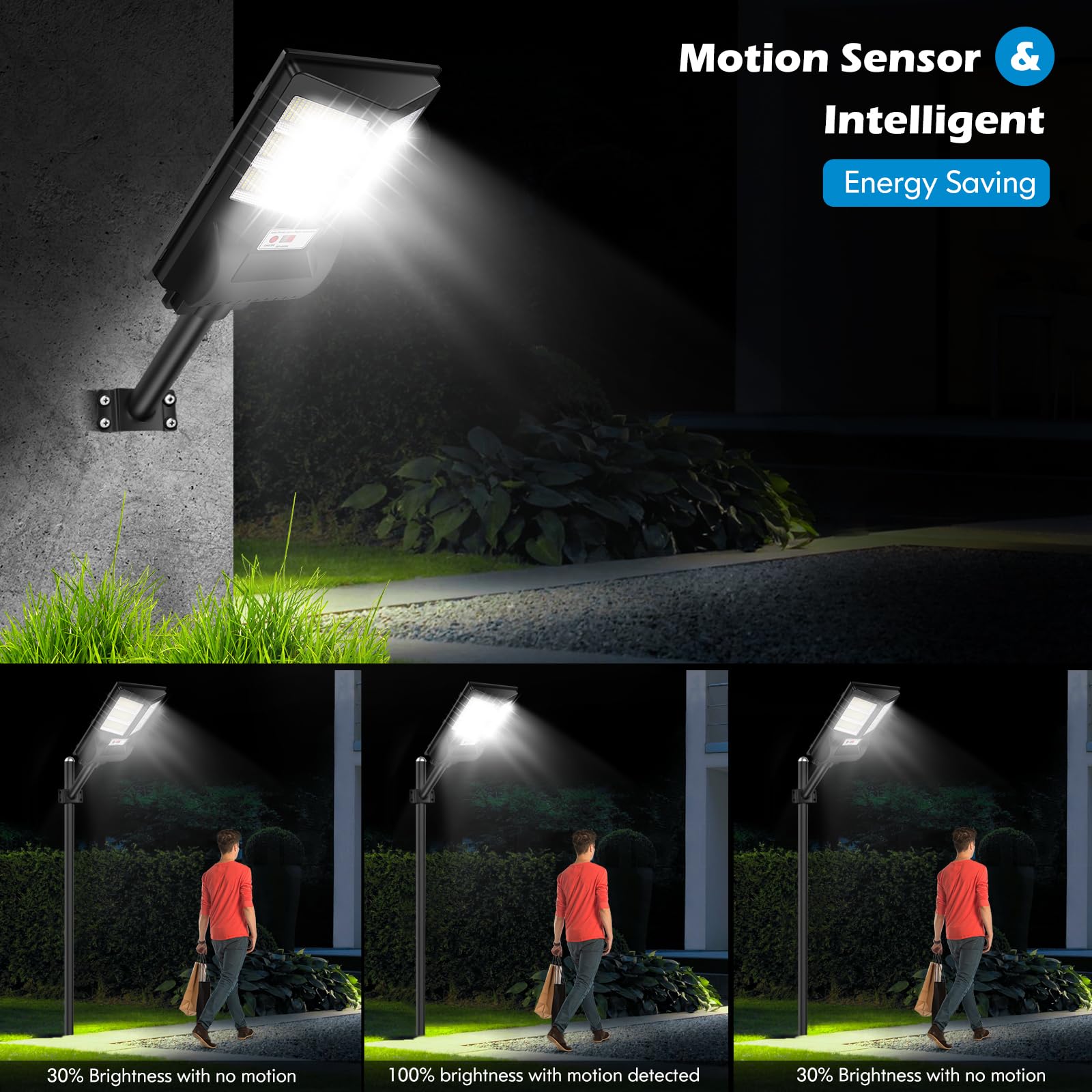 2 Pack Solar Street Lights Outdoor Waterproof,6500K 80000LM 756 LED Beads Dusk to Dawn Solar Flood Light,Solar Street Lights Wide Angle with Motion Sensor and Remote Control for Parking lot,Garage