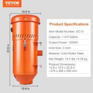 VEVOR Dust Collection System: 1.6-HP Dust Collector Media Reclaimer with 1.8 Gallon Capacity - Universal Fit for Sandblaster Cabinets and Media Blasters