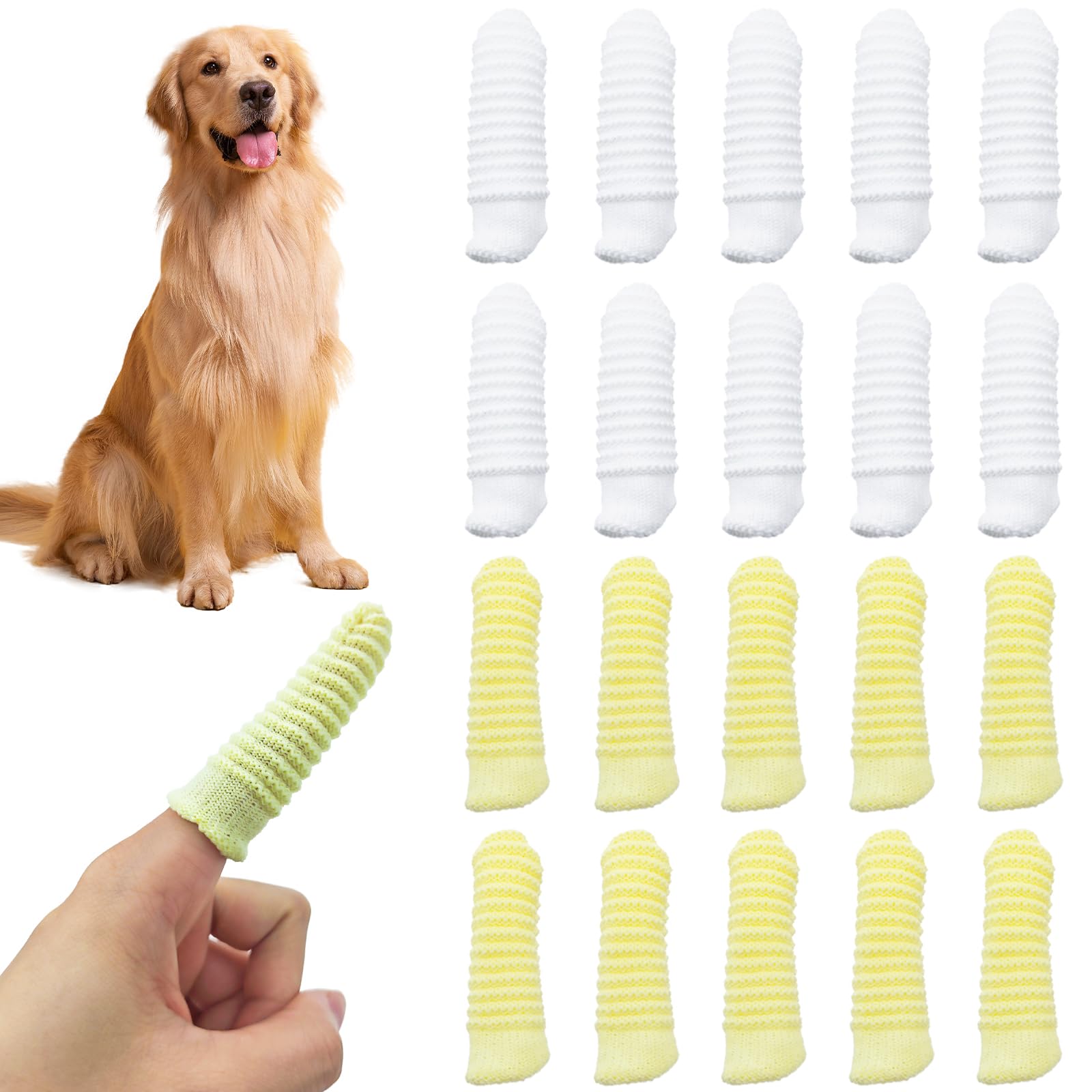 20 PCS Soft Fabric Finger Toothbrush Kit for Dogs and Cats, Pet Dental Finger Brush, Teeth Oral Cleaning, Dental Care for Dog Cat Teeth Cleaning Remove Plaque and Tartar