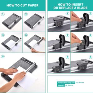 Rotary Paper Cutter, 3-in-1 Paper Trimmer, 12 Inch Cutting Length with Straight Cut/Perforating Cut/Wavy Cut, Enclosed Blades for Safe Use, Ideal for Cardstock/Paper Craft Projects