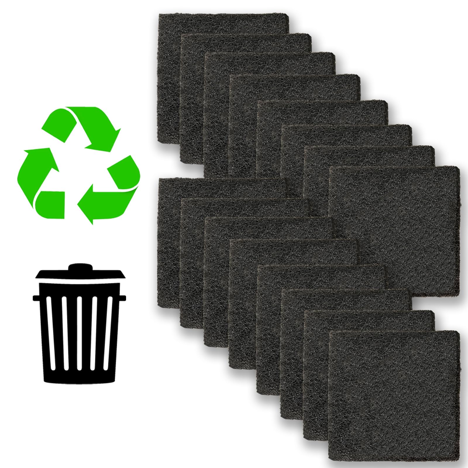 Aolleteau 16 Pack Activated Carbon Filter with 2 Pack Recycle+Trash Sticker Fits EKO Trash Can with Built-in Compartment, Also Fits SIMPLI-Magic Garbage Bins, for Trash Can and Compost Bin