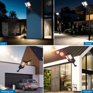 2 Pack Solar Street Lights Outdoor Waterproof,6500K 80000LM 756 LED Beads Dusk to Dawn Solar Flood Light,Solar Street Lights Wide Angle with Motion Sensor and Remote Control for Parking lot,Garage