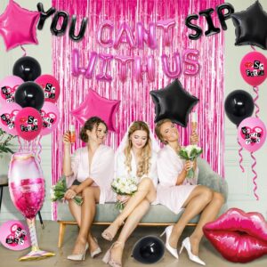 Mean Girls Birthday Party Decorations Girls Bachelorette Party Decorations You Can't Sip With Us Banner Hot Lip Balloons for Burn Book Girls Y2K Bridal Shower Wedding Bachelorette Party Supplies