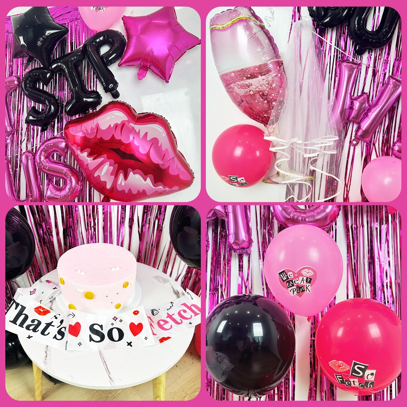 Mean Girls Birthday Party Decorations Girls Bachelorette Party Decorations You Can't Sip With Us Banner Hot Lip Balloons for Burn Book Girls Y2K Bridal Shower Wedding Bachelorette Party Supplies