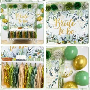 Generic Bridal Shower Decorations Sage Green Bride to Be Banner Bridal Shower Balloons Tissue Paper Pom Poms Fringe Curtain Bride to Be Party Supplies for Wedding Bachelorette Party Decorations