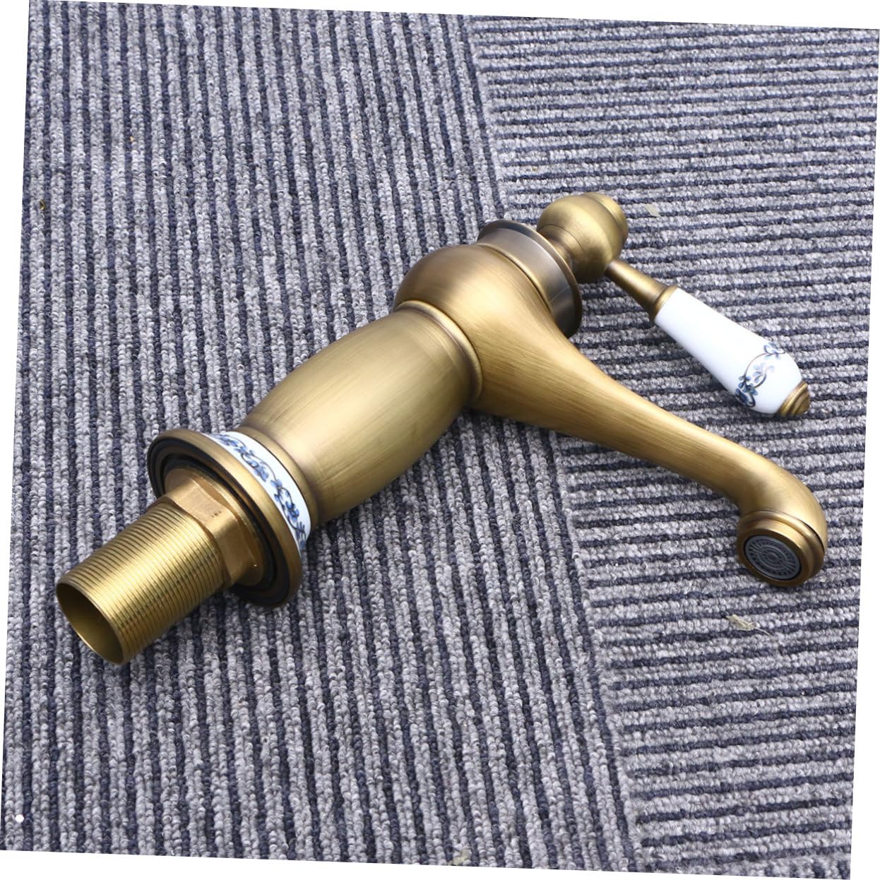 Angoily Bathroom Accessories Kitchen Water Sink Faucet Porcelain Basin Faucet One Hole Bathtub Faucet Vintage Copper Faucet Hot and Cold Mixer Deck Mount Faucet Bathroom Faucet All Bronze