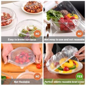 90Pcs Reusable Elastic Food Bowl Storage Covers, Sublaga Bowl Covers, Variety of 5 Translucent Stretchable Sizes and Colorful Dish Plate Covers, Alternative to foil, Plastic Wrap,BPA Free