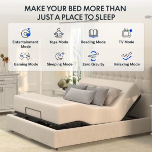 FLEXISPOT S2E Adjustable Bed Frame Base Queen,One-Person Transport and Assembly,Adjustable Bed Legs,Oxford Fabric Bedspread,Wired Remote,Whisper Quiet Durable Motor,Mattress Holder.