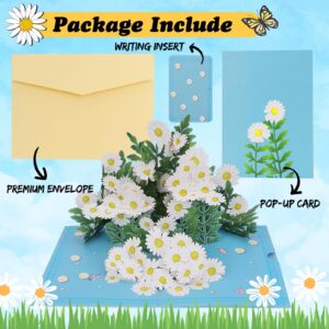 Omgpeike 3D Daisy Flowers Pop Up Card for Teacher Appreciation Gifts, Thank You, Congratulations, Suitable for Mom, Daughter, Wife, Grandma