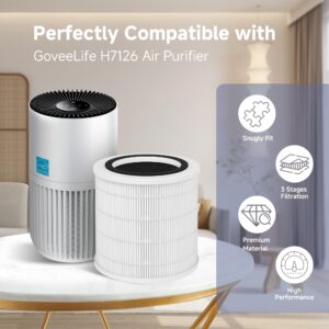 FCFMY 2 Packs H7126 Replacement Filter Compatible with GoveeLife H7126 Mini Air Cleaner Purifier, 2pcs H13 True HEPA Filters and 6 pcs Aroma Pads Accessories