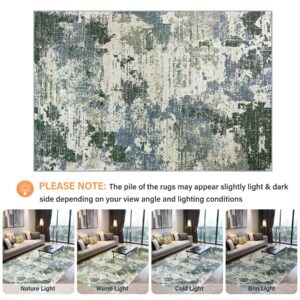 6x9 Area Rugs Living Room Rugs, Abstract Machine Washable Rugs with Anti-Slip Backing Stain Resistant Non-Shedding Soft Large Carpet for Bedroom Entryway Nursery Dining Room Indoor Decor-Blue/Gray