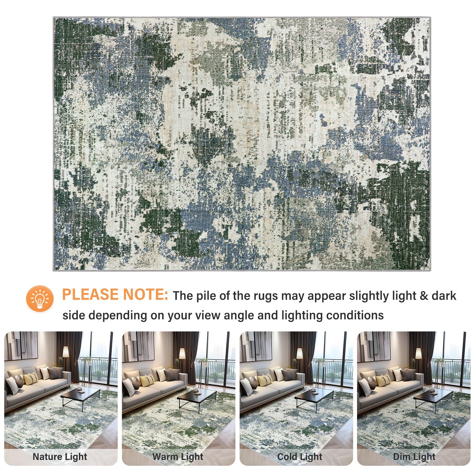 6x9 Area Rugs Living Room Rugs, Abstract Machine Washable Rugs with Anti-Slip Backing Stain Resistant Non-Shedding Soft Large Carpet for Bedroom Entryway Nursery Dining Room Indoor Decor-Blue/Gray