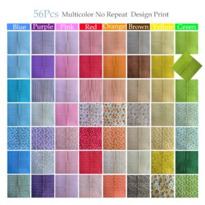 56 Pcs Precut Fabric Squares 10x10 inch, Cute Rustic Patterned Fabric Multicolor 100% Cotton Quilting Squares Bundles for Patchwork Sewing Crafts