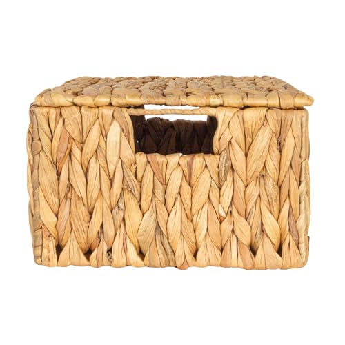 Household Essentials Rectangular Water Hyacinth Nesting Basket Set with Lid, Natural, Set of 3